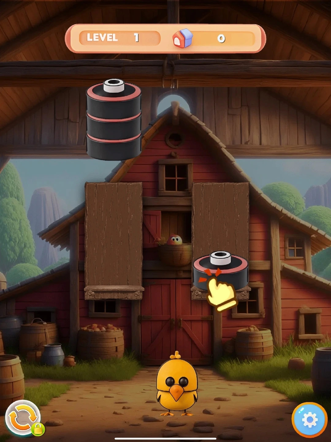 Beginning level of the Animal Sort barn puzzle