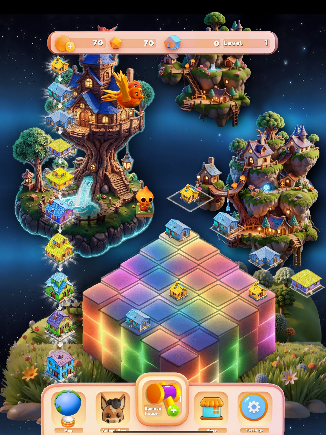 House merge village board in Blobby’s Woodland Wonder