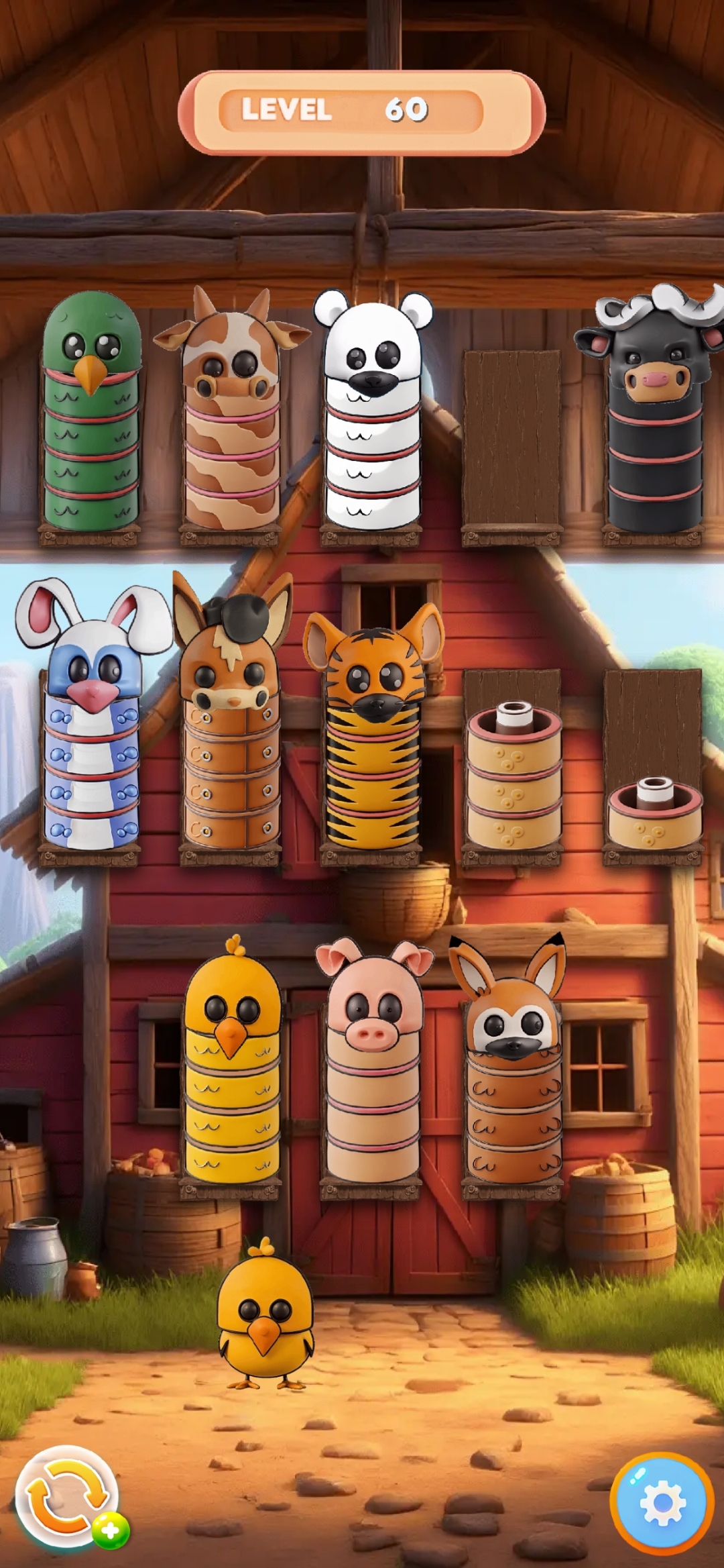 Advanced Animal Sort level 60 with many animal stacks